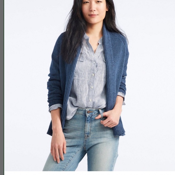 Women’s LLBean shaker stitch open cardigan‎ in red - Picture 3 of 6